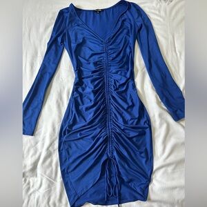 Blue scrunch mini dress